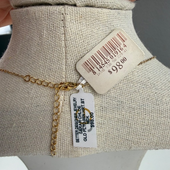 Sarah Chloe Womens 14k Gold Plated Sterling Silver Heartbeat Pendant Necklace - Picture 4 of 4